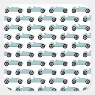 Blue Race Car Boy Racing Birthday Party Vierkante Sticker