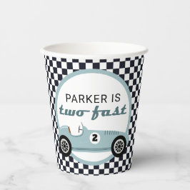 Blue Race Car Boy Racing Two Fast Birthday Party Papieren Bekers