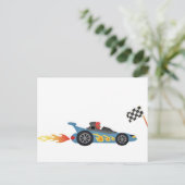 Blue Race Car Briefkaart (Staand voorkant)