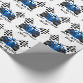 Blue Race Car Cadeaupapier (Hoek)