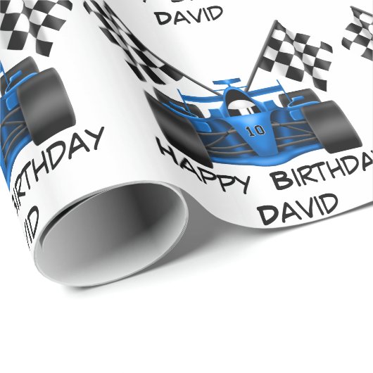 Blue Race Car Cadeaupapier (Rol Hoek)