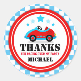 Blue Race Car Dank je wel voor de tag Ronde Sticker