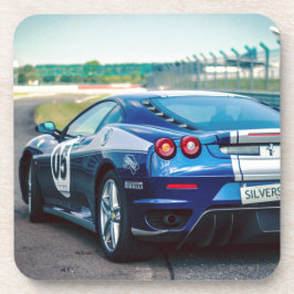 Blue Race Car Drankjes Onderzetter