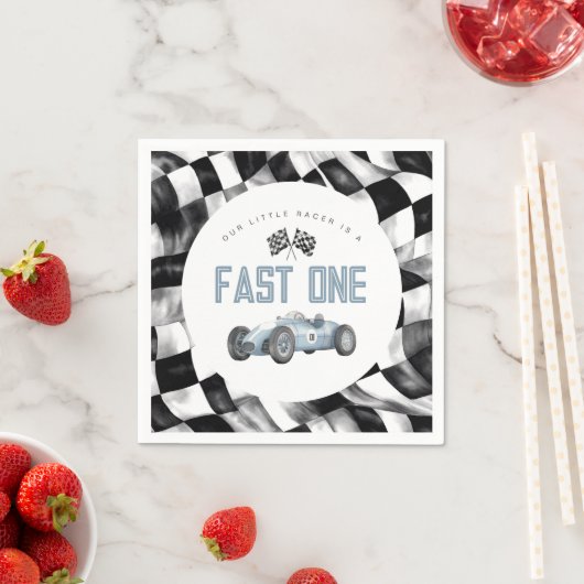 Blue Race Car Fast Een 1e verjaardagsfeestje Servet (Insitu)