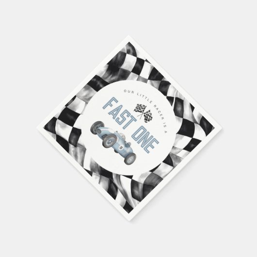 Blue Race Car Fast Een 1e verjaardagsfeestje Servet (Hoek)