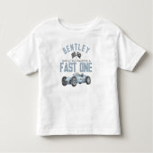 Blue Race Car Fast One Verjaardagsjongen Shirt (Voorkant)