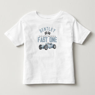 Blue Race Car Fast One Verjaardagsjongen Shirt