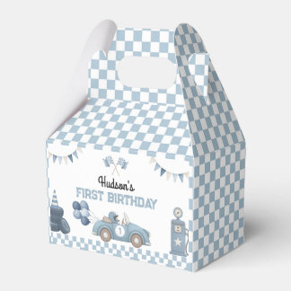 Blue Race Car First Lap Around the Track Birthday Bedankdoosjes