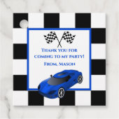 Blue Race Car | Kinderen van Birthday Bedankjes Labels (Voorkant)