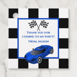 Blue Race Car | Kinderen van Birthday Bedankjes Labels