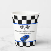 Blue Race Car | Kinderen van Birthday Papieren Bekers (Voorkant)