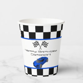Blue Race Car | Kinderen van Birthday Papieren Bekers