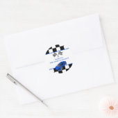 Blue Race Car | Kinderen van Birthday Party Favor Ronde Sticker (Envelop)