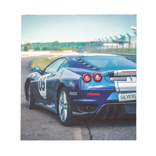 Blue Race Car Notitieblok (Voorkant)