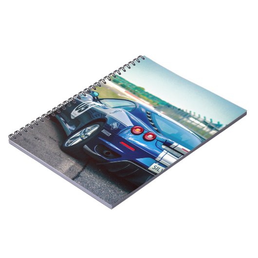 Blue Race Car Notitieboek (Linkerzijde)