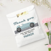 Blue Race Car Racing Birthday Party Bedankzakje (Gezegeld)