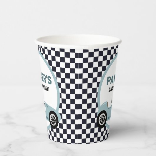 Blue Race Car Racing Birthday Party Papieren Bekers (Rechts)