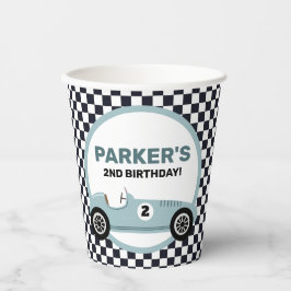 Blue Race Car Racing Birthday Party Papieren Bekers