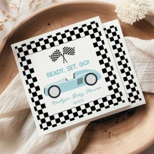 Blue Race Car Ready Set Go Baby shower Servet