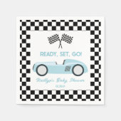 Blue Race Car Ready Set Go Baby shower Servet (Voorkant)