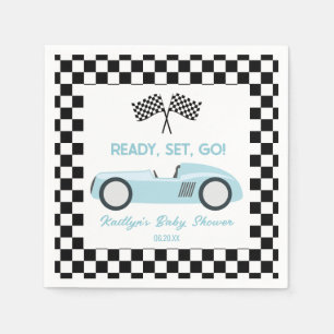 Blue Race Car Ready Set Go Baby shower Servet