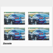 Blue Race Car Rechthoekige Sticker (Vel)