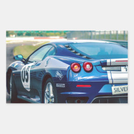 Blue Race Car Rechthoekige Sticker