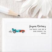 Blue  Race Car Return-adres Etiket (Insitu)