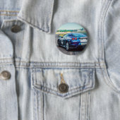 Blue Race Car Ronde Button 5,7 Cm (In situ)
