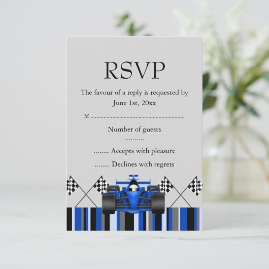 Blue Race Car RSVP (Staand voorkant)