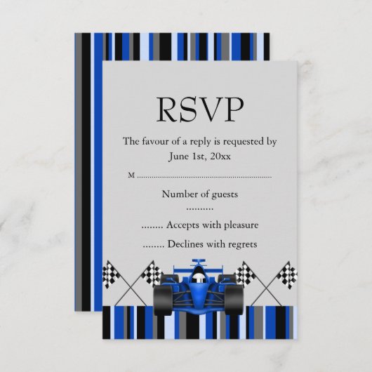 Blue Race Car RSVP (Voorkant / Achterkant)