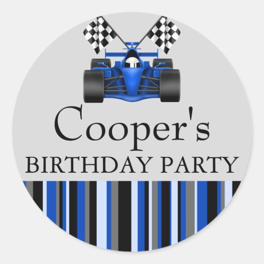 Blue Race Car Sticker (Voorkant)