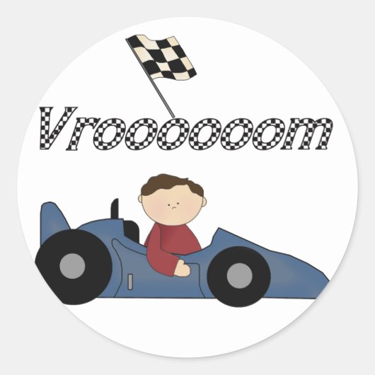Blue Race Car Tshirts en Gifts Ronde Sticker (Voorkant)