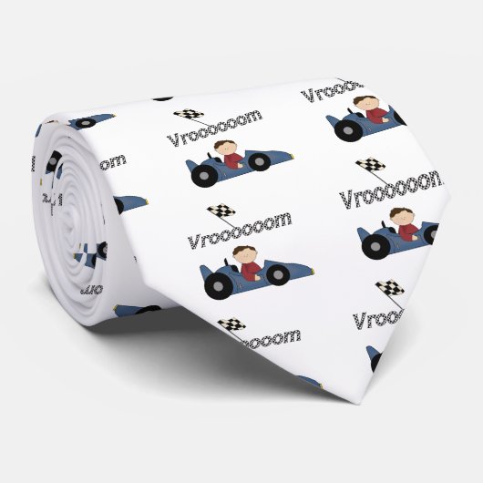 Blue Race Car Tshirts en Gifts Stropdas (Opgerold)