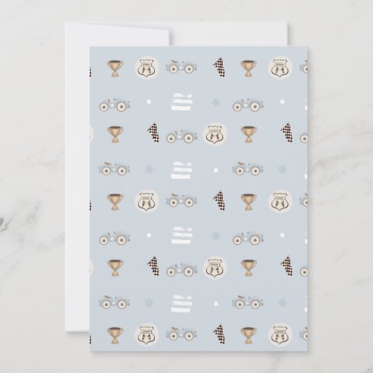 Blue Race Car Two Fast Second Birthday Invite  Kaart (Achterkant)