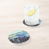 Blue Race Car Zandsteen Onderzetter (Zijkant)