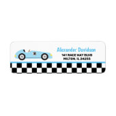 Blue Racecar Racing  Race Car-adres Etiket (Voorkant)