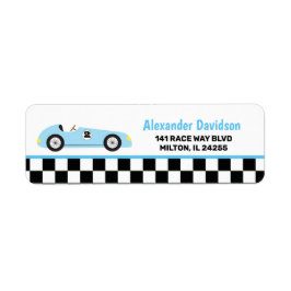 Blue Racecar Racing  Race Car-adres Etiket