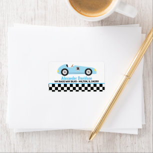 Blue Racecar Racing  Race Car Large Address Etiket