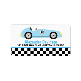 Blue Racecar Racing  Race Car Large Address Etiket