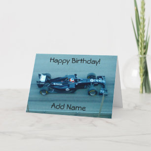 Blue Racing Car Birthday Card Kaart