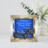 Blue Racing Car Mans 60e verjaardag Kaart (Staand voorkant)