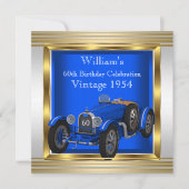 Blue Racing Car Mans 60e verjaardag Kaart (Voorkant)