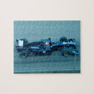 Blue Racing Car Puzzle Legpuzzel