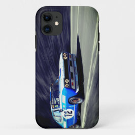 Blue Racing Car Telefoonhoes iPhone 16 Plus Hoesje