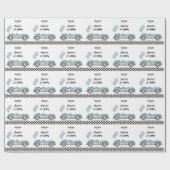  Blue Racing Car Twee Fast Boy 2e Verjaardag Cadeaupapier (Vlak)