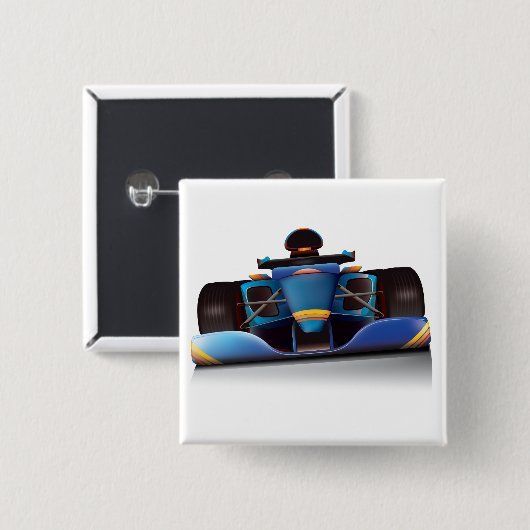 Blue Racing Car Vierkante Button 5,1 Cm (Voorkant /achterkant)
