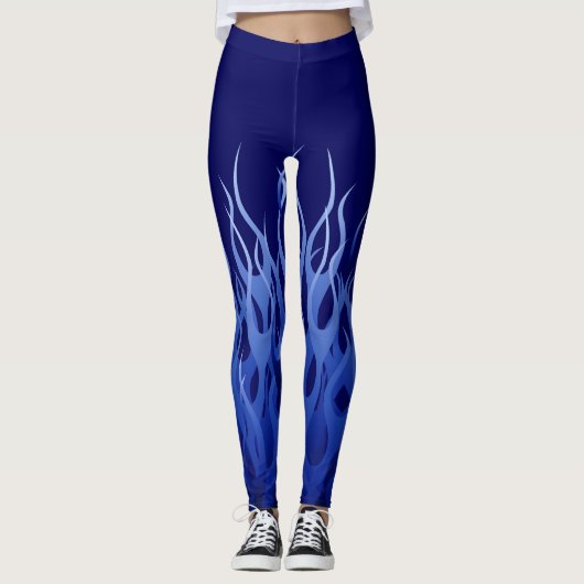 Blue Racing Flames Decor on Leggings (Voorkant)