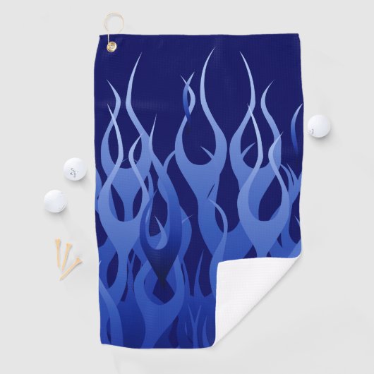 Blue Racing Flames Decor op een Golfhanddoek (Insitu)