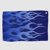 Blue Racing Flames Decor op een Golfhanddoek (Horizontaal)
